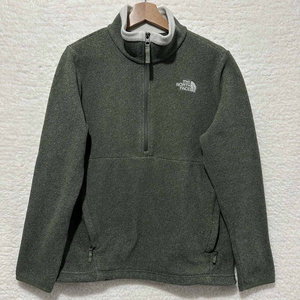 THE NORTH FACE Women's Green Quarter Zip Lower Cliffs Fleece Sweater Size M/M